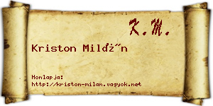 Kriston Milán névjegykártya